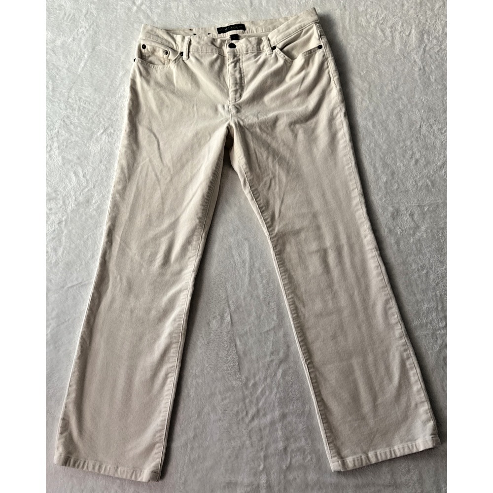 LRL Lauren Jeans Co Corduroy Pants Womens Size 10‎ Ivory Cream Classic Straight - Picture 2 of 16